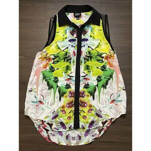 Prabal Gurung For Target Small Floral Tulle Lace Sleeveless Sheer Top Tropical